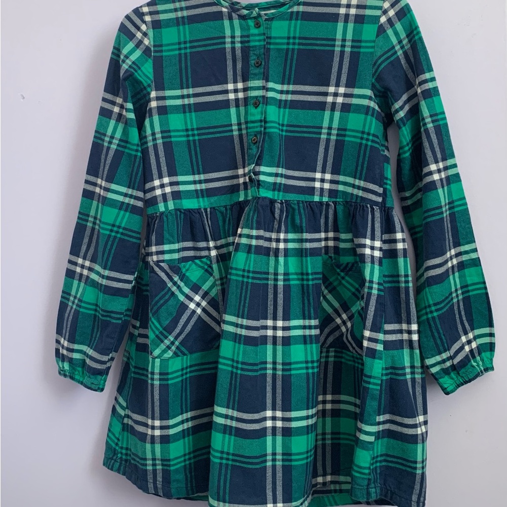 Birdies Green & Navy Plaid Button-Front Dress